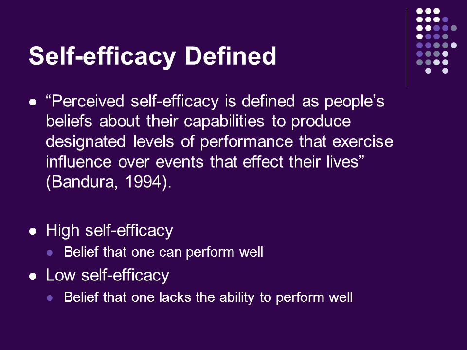 Bandura 1986 store self efficacy